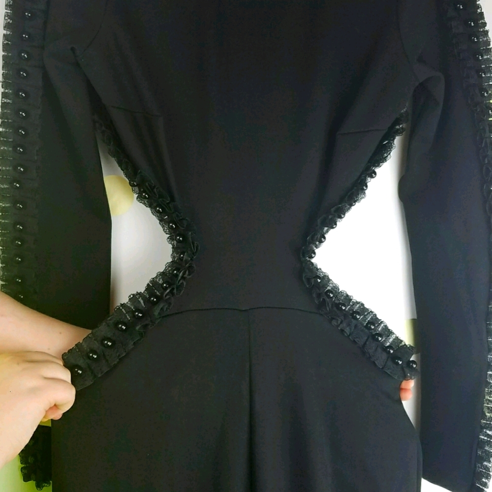 Black backless long sleeve jumpsuit